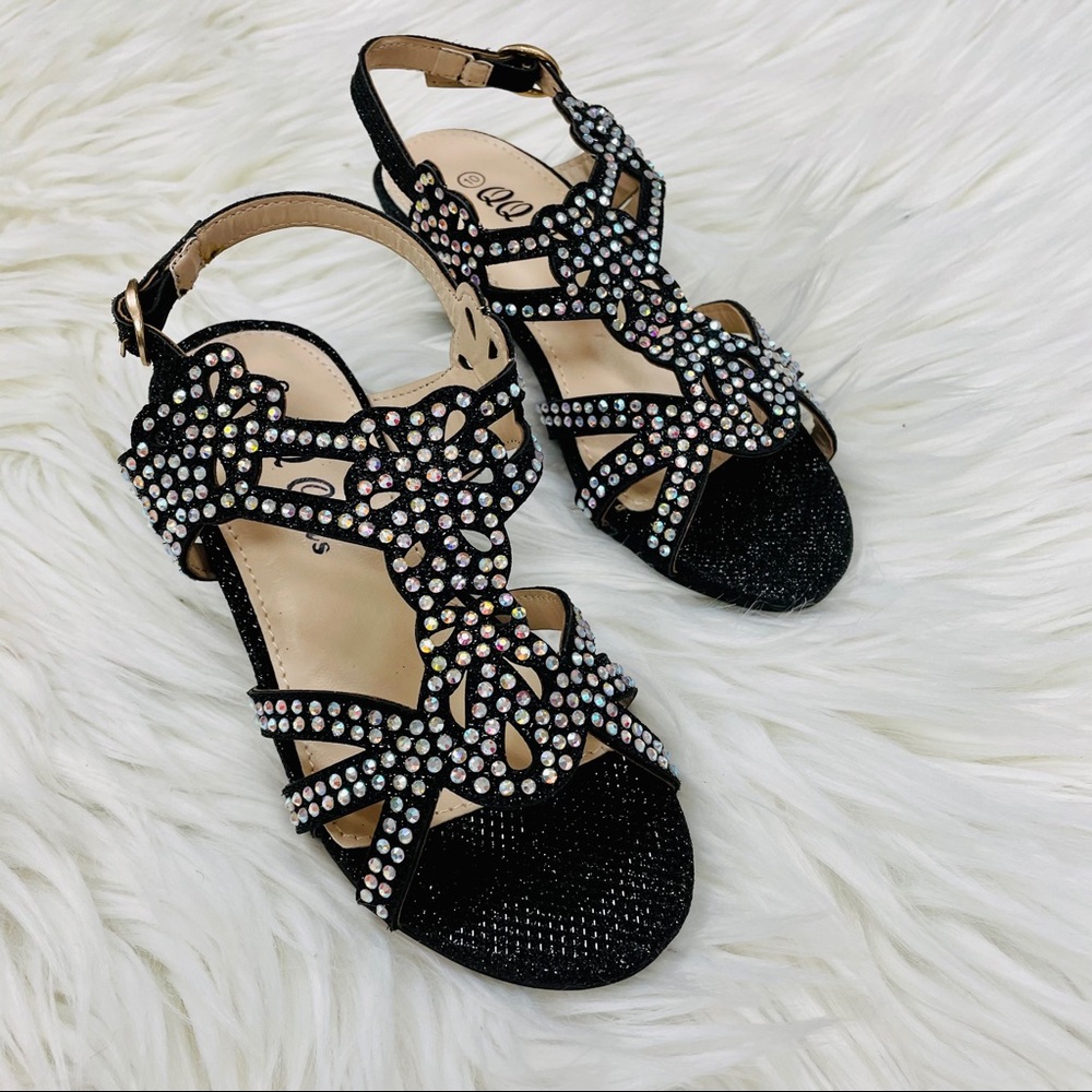 Kids black rhinestoned heel - Picture 3 of 8